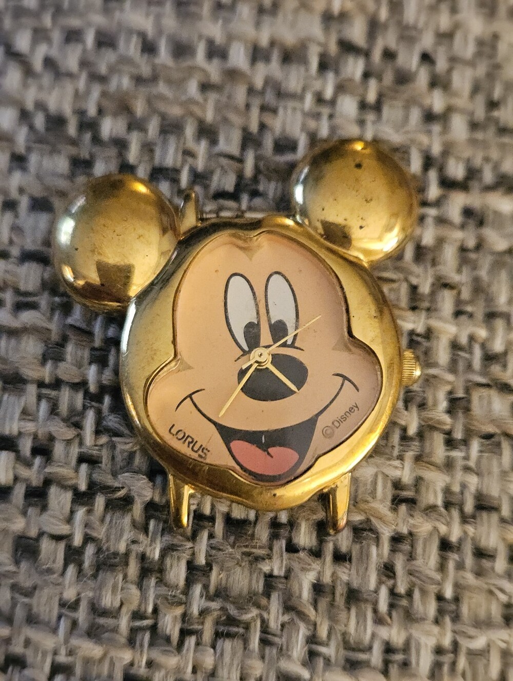 Disney Goldtone Mickey Mouse Clock Accent
